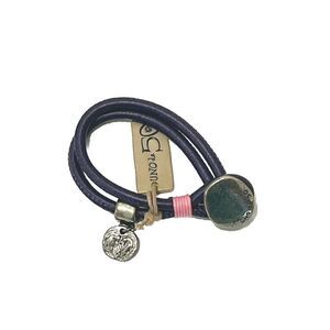 Uno de 50 Unisex Bracelet Purple Leather Silver Heart Charm Spain Men's Women's